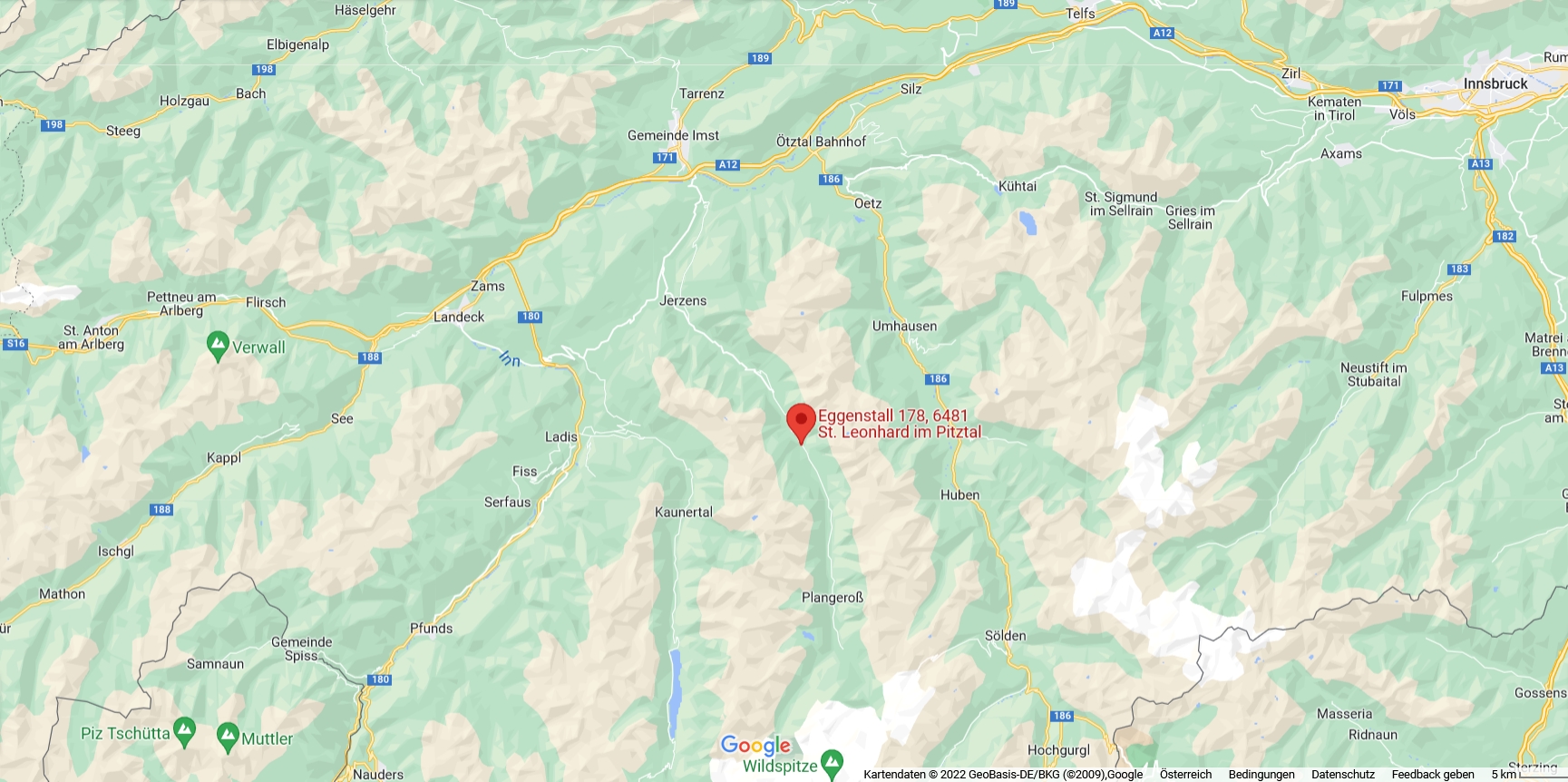 anreise lage alpenliebe pitztal google maps